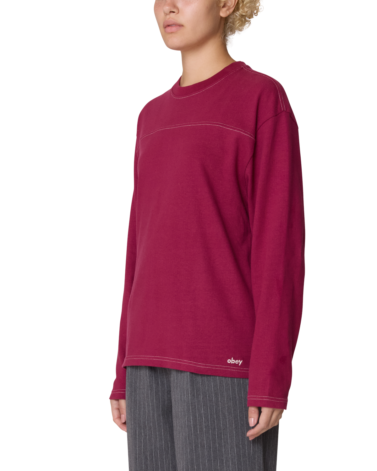 KEEPER CONTRAST STITCH LS TOP