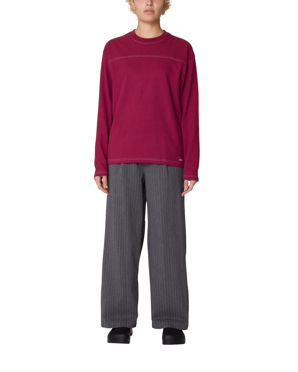 KEEPER CONTRAST STITCH LS TOP