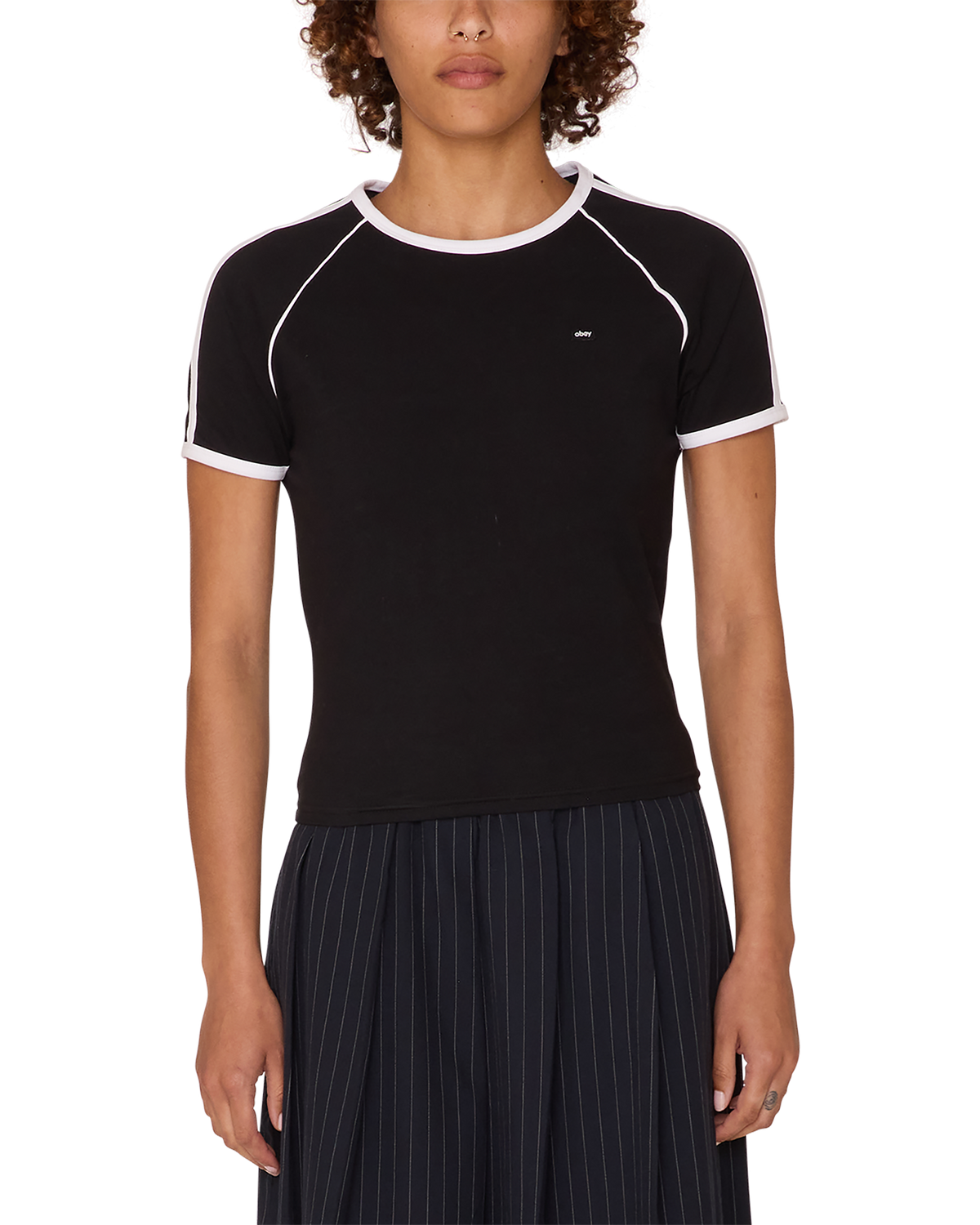 obey diversion raglan t shirt black