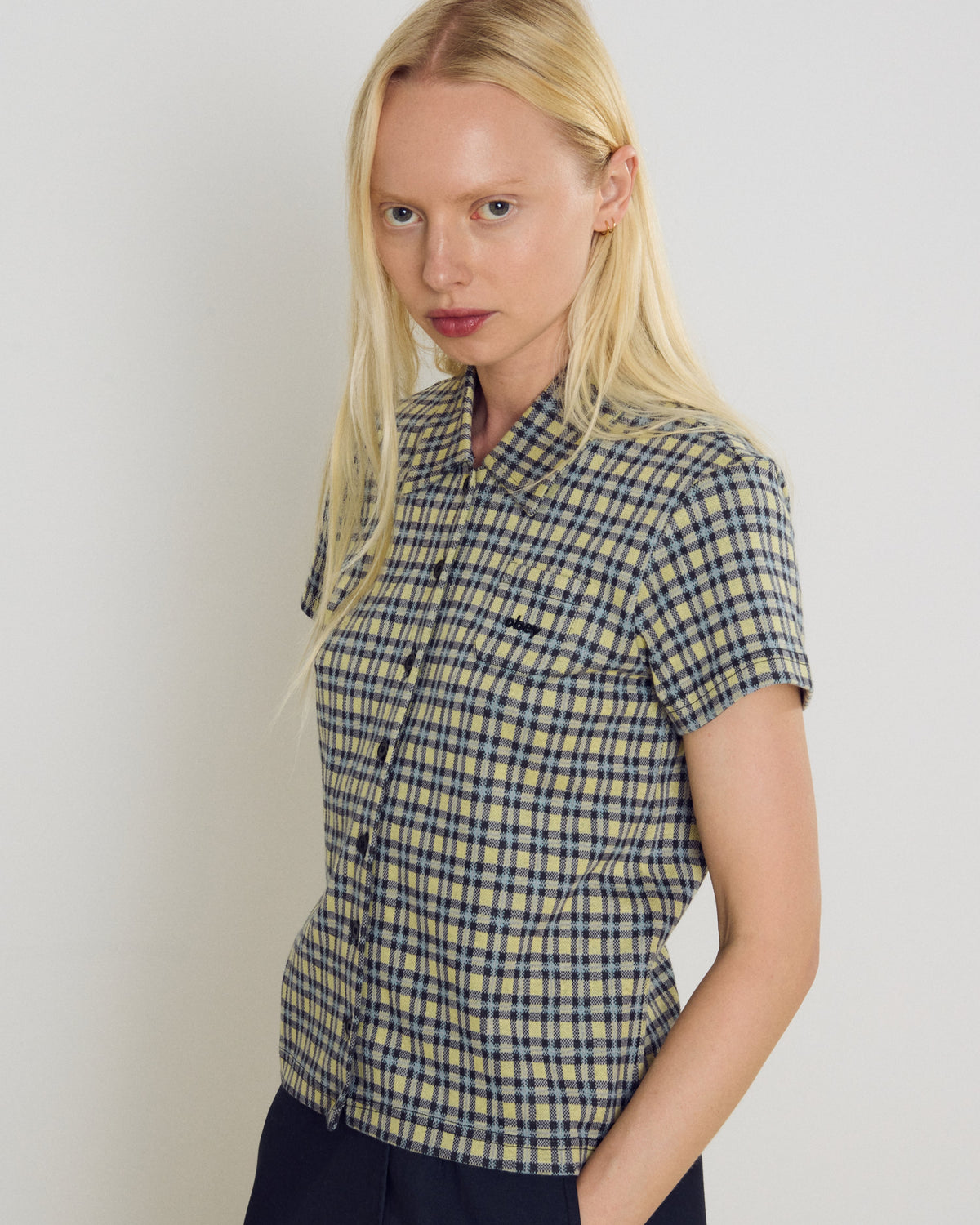 obey-lila-micro-check-polo-yellow-multi