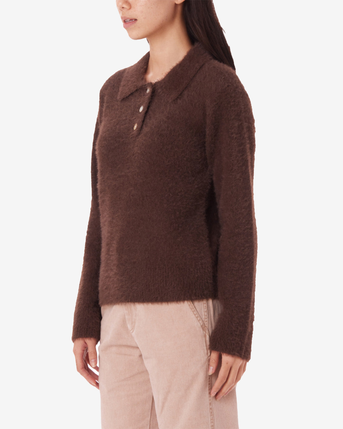 obey esme polo sweater chocolate