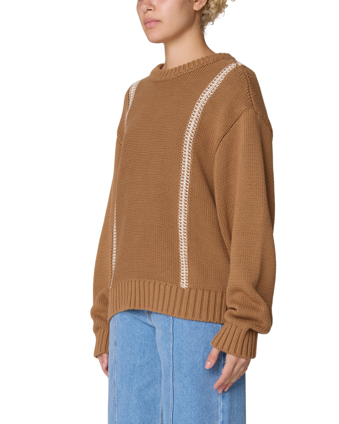 obey-mend-stitch-crew-sweater-caramel - alternate view