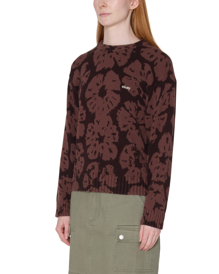 obey-blossom-printed-crew-sweater-brown-multi - alternate view
