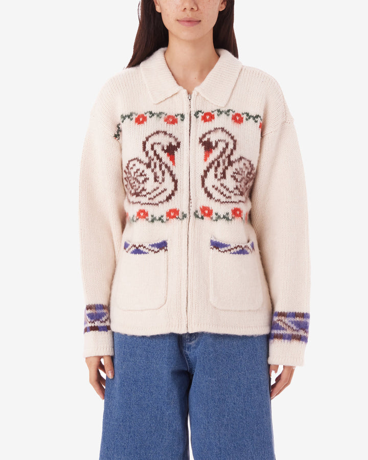 SWANS ZIP SWEATER UNBLEACHED MULTI