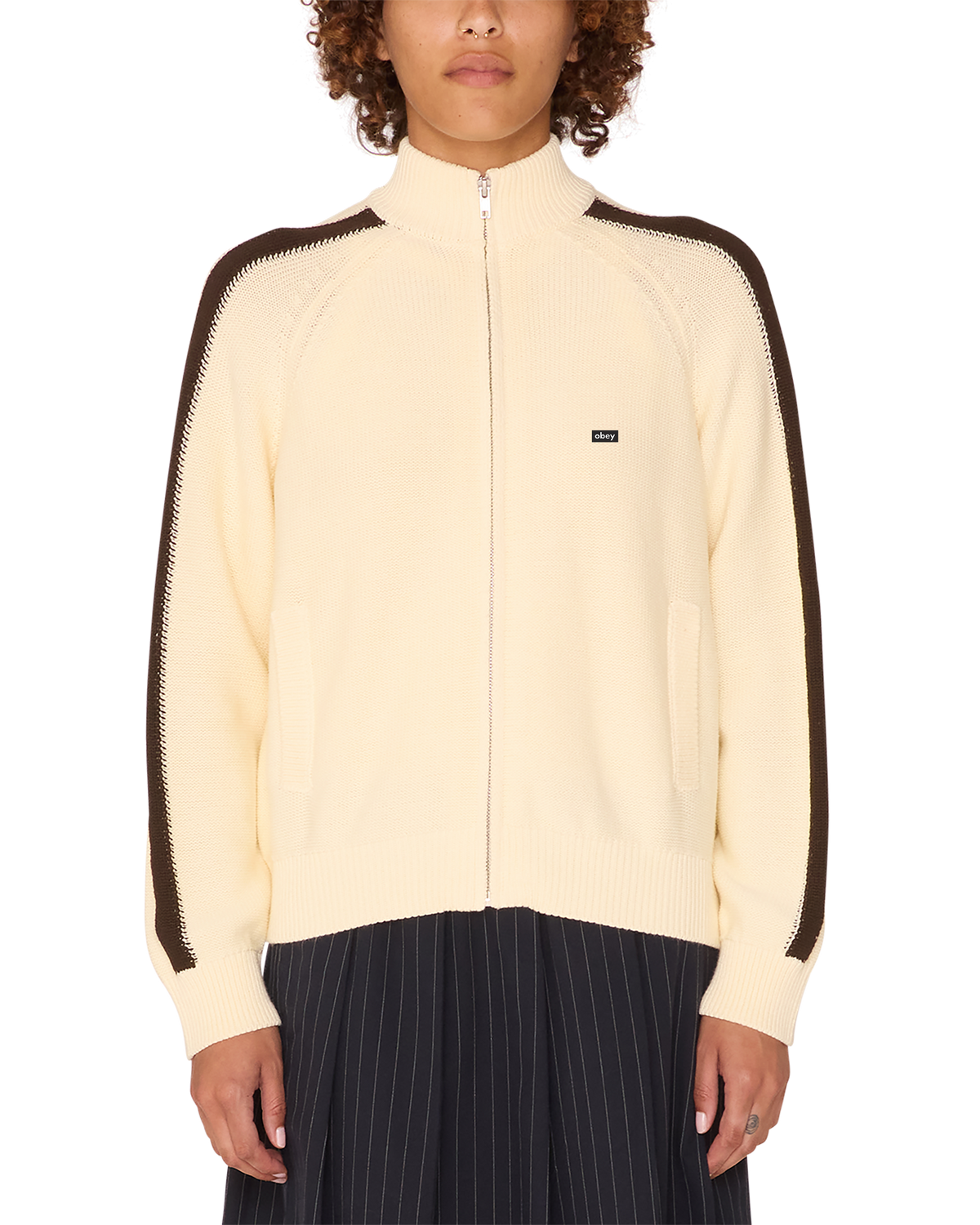 obey frankie track sweater dove