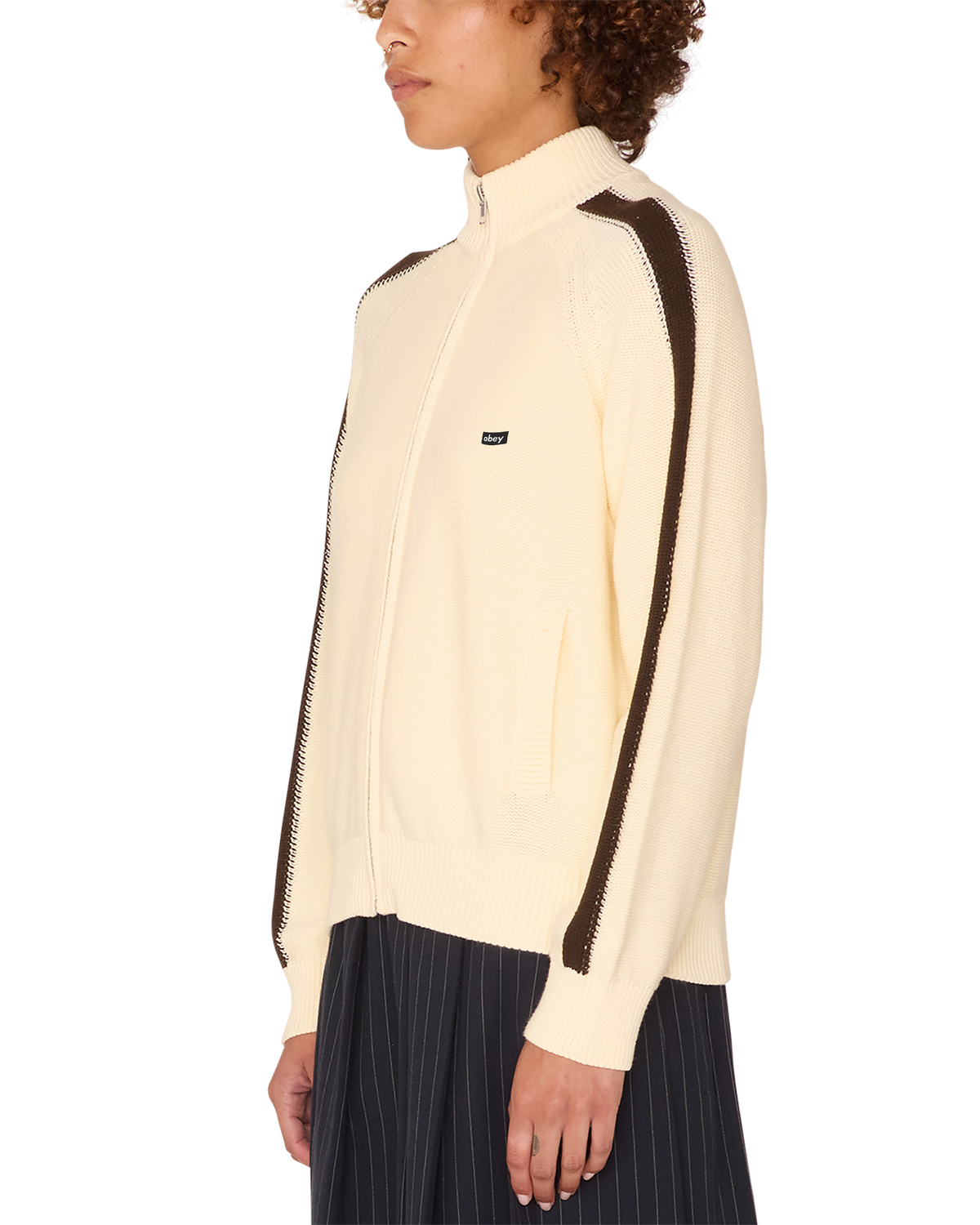 obey frankie track sweater dove