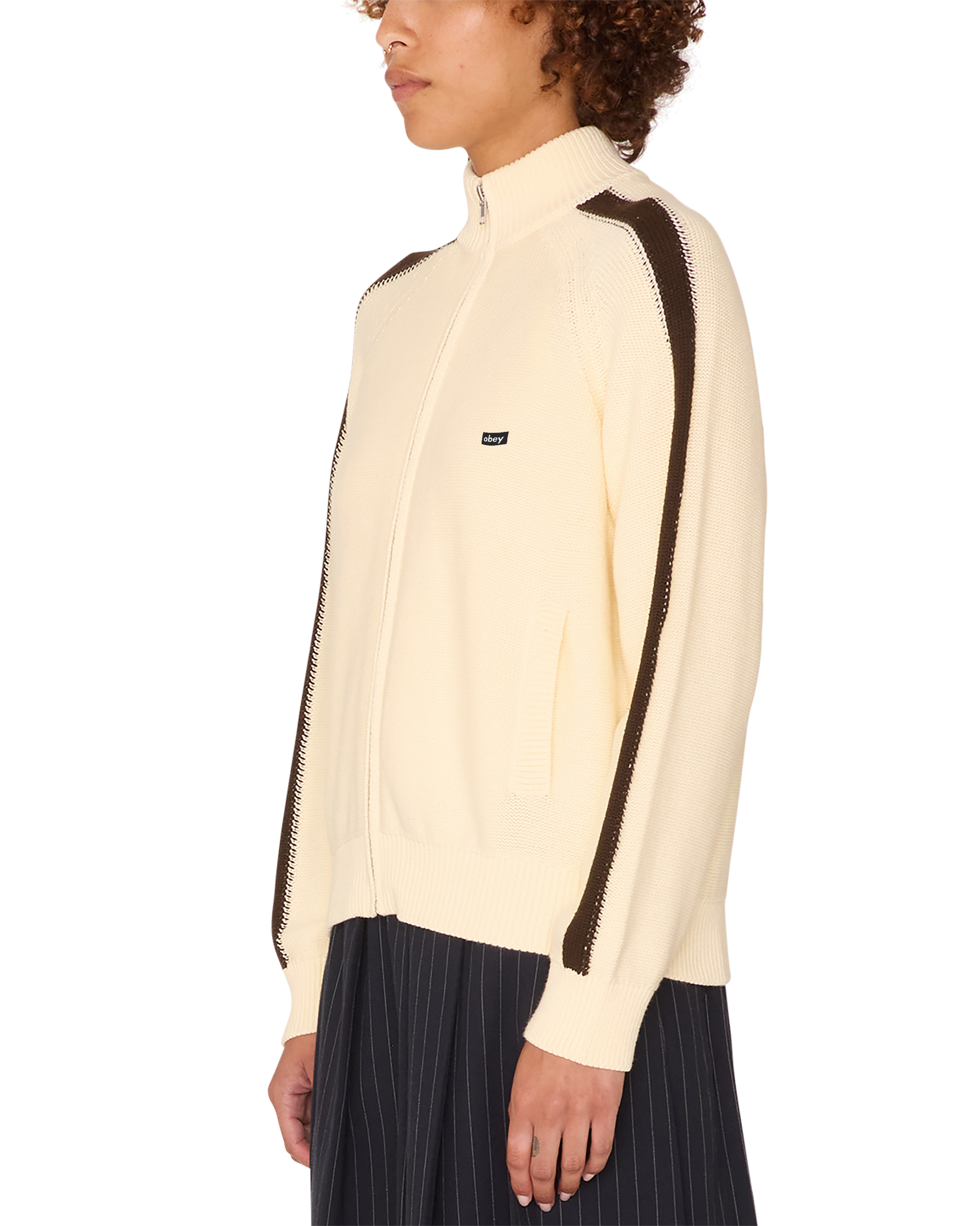 obey frankie track sweater dove