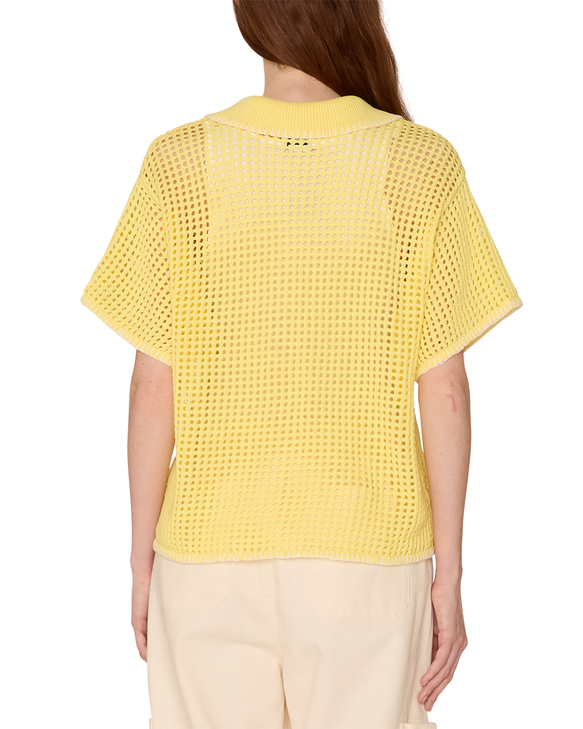 obey pilar crochet cardigan yellow pear