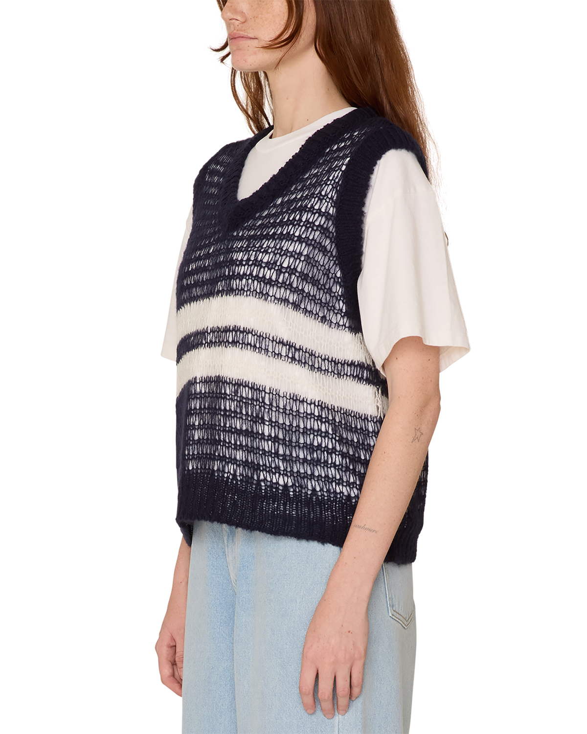 obey oona sweater vest navy