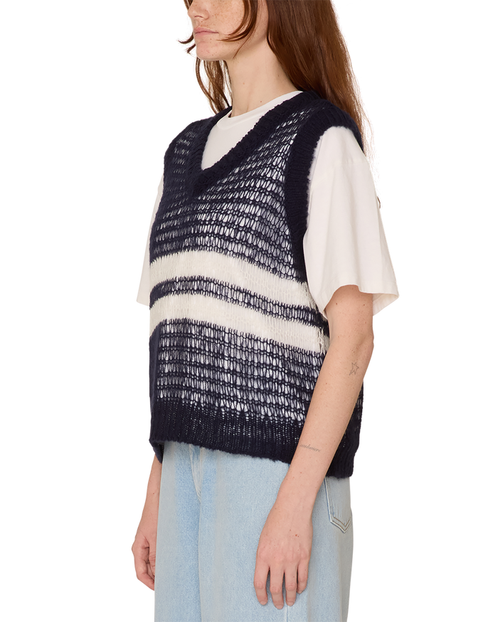 obey oona sweater vest navy