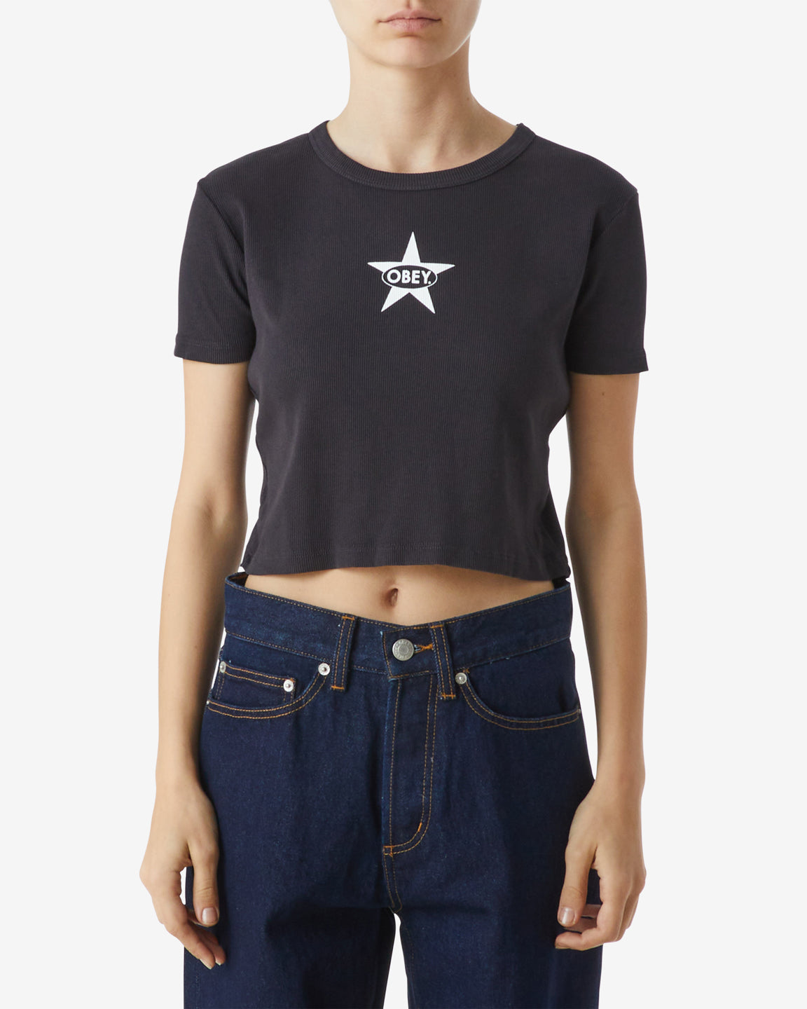 STAR CROPPED EMMA T-SHIRT Black