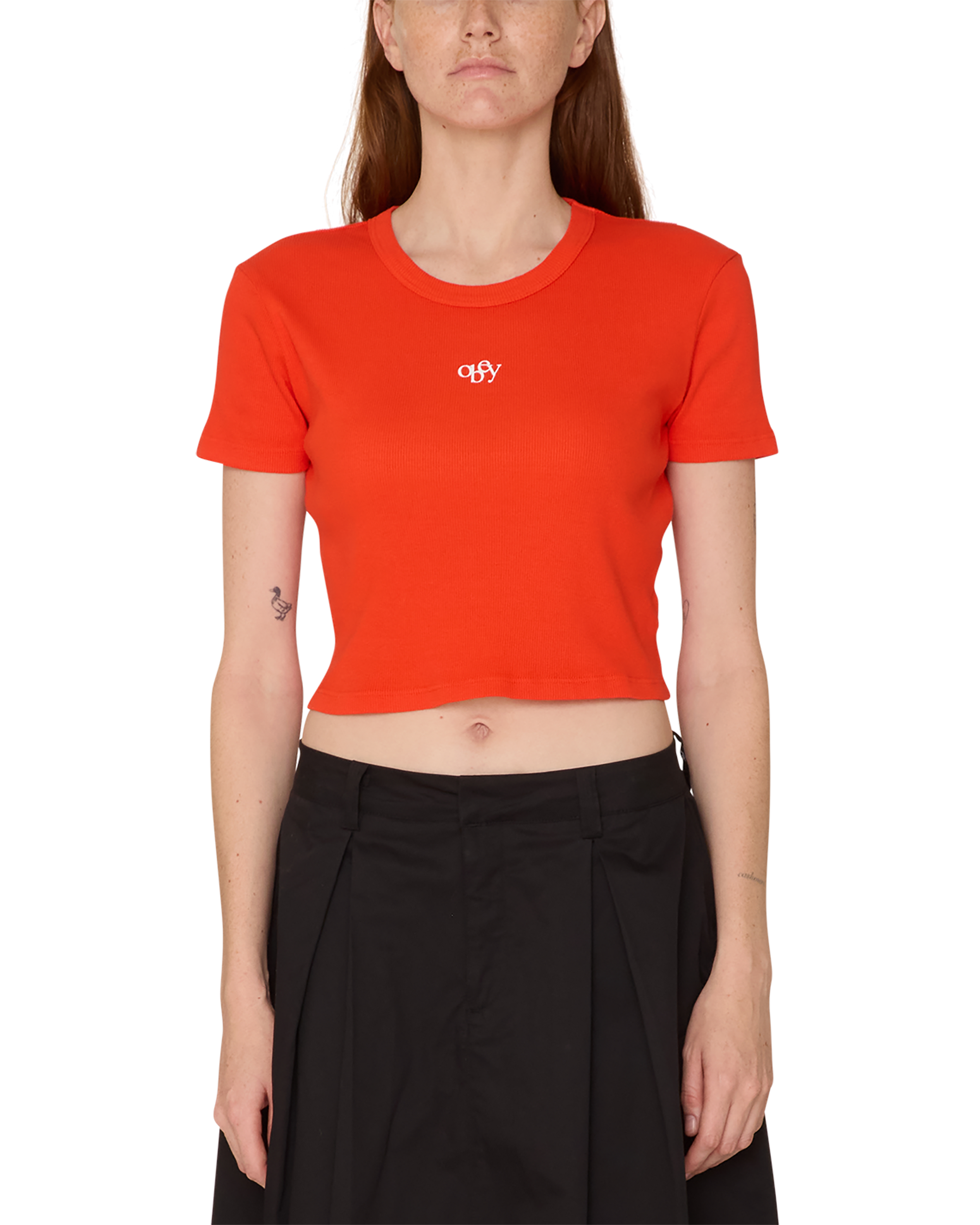 obey jumpy obey cropped emma t shirt cherry tomato