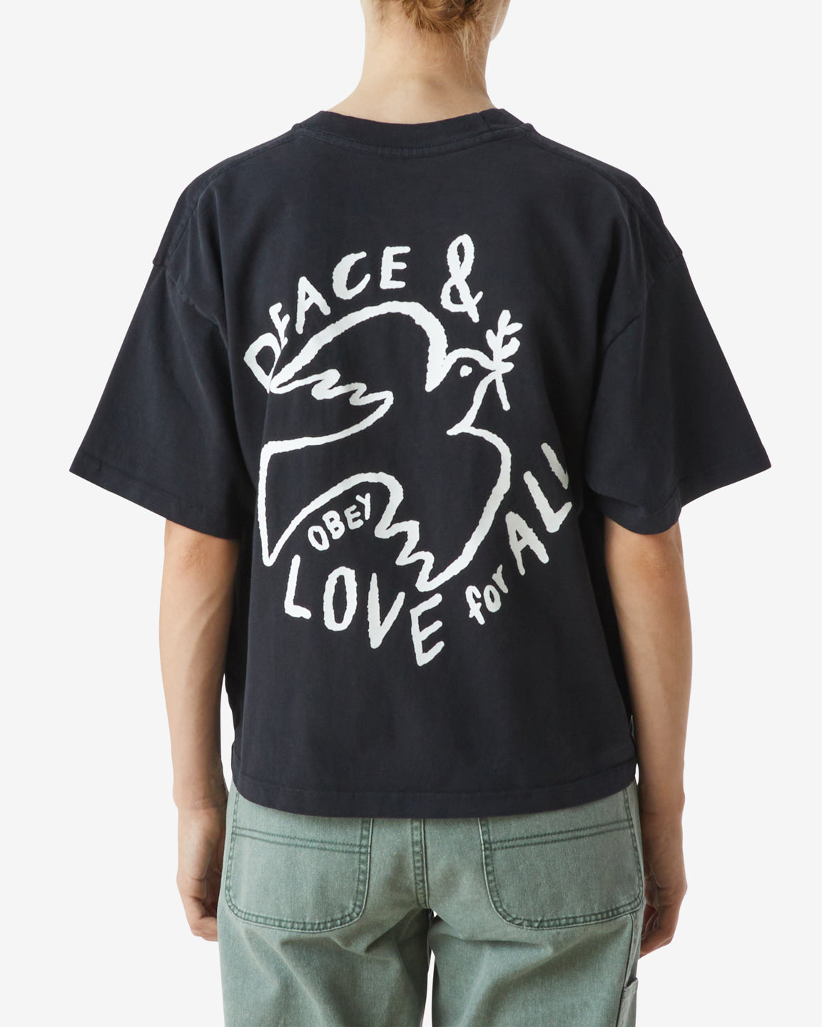 obey peace love for all dove raegan t shirt black