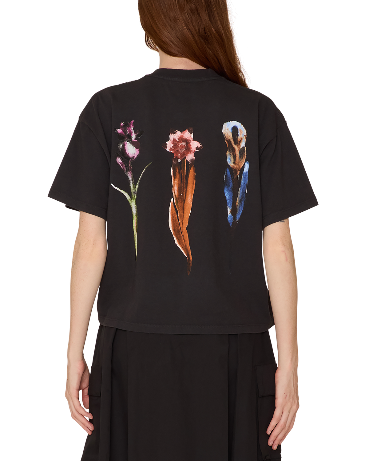 obey water color flower raegan t shirt black