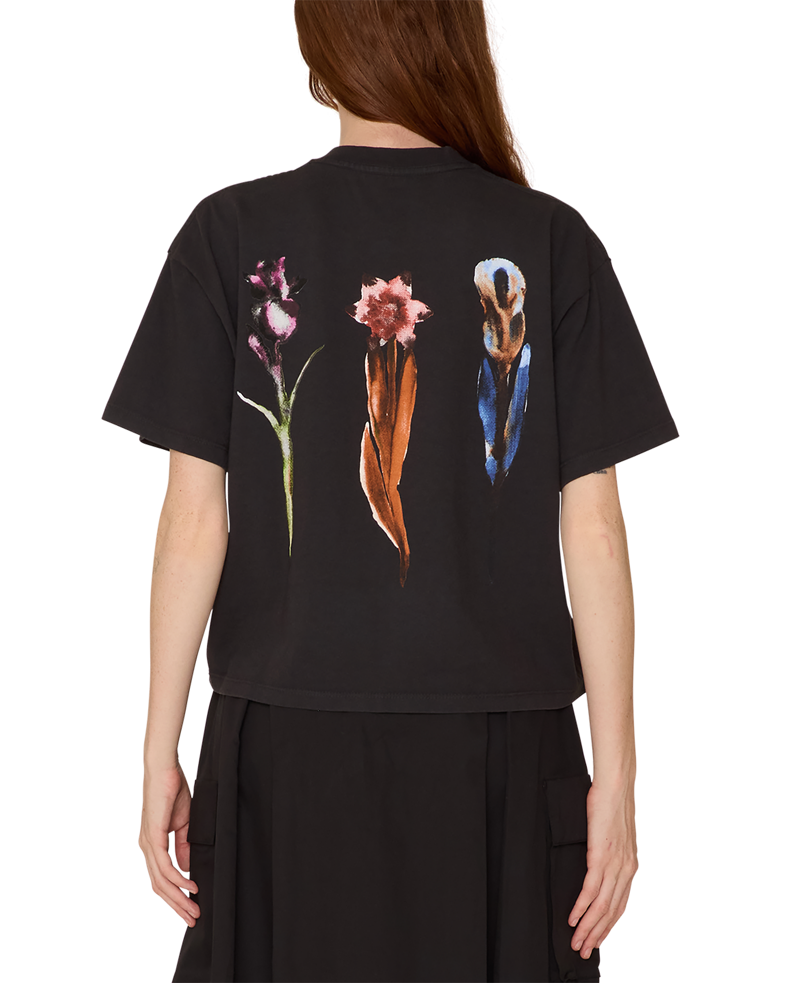 obey water color flower raegan t shirt black