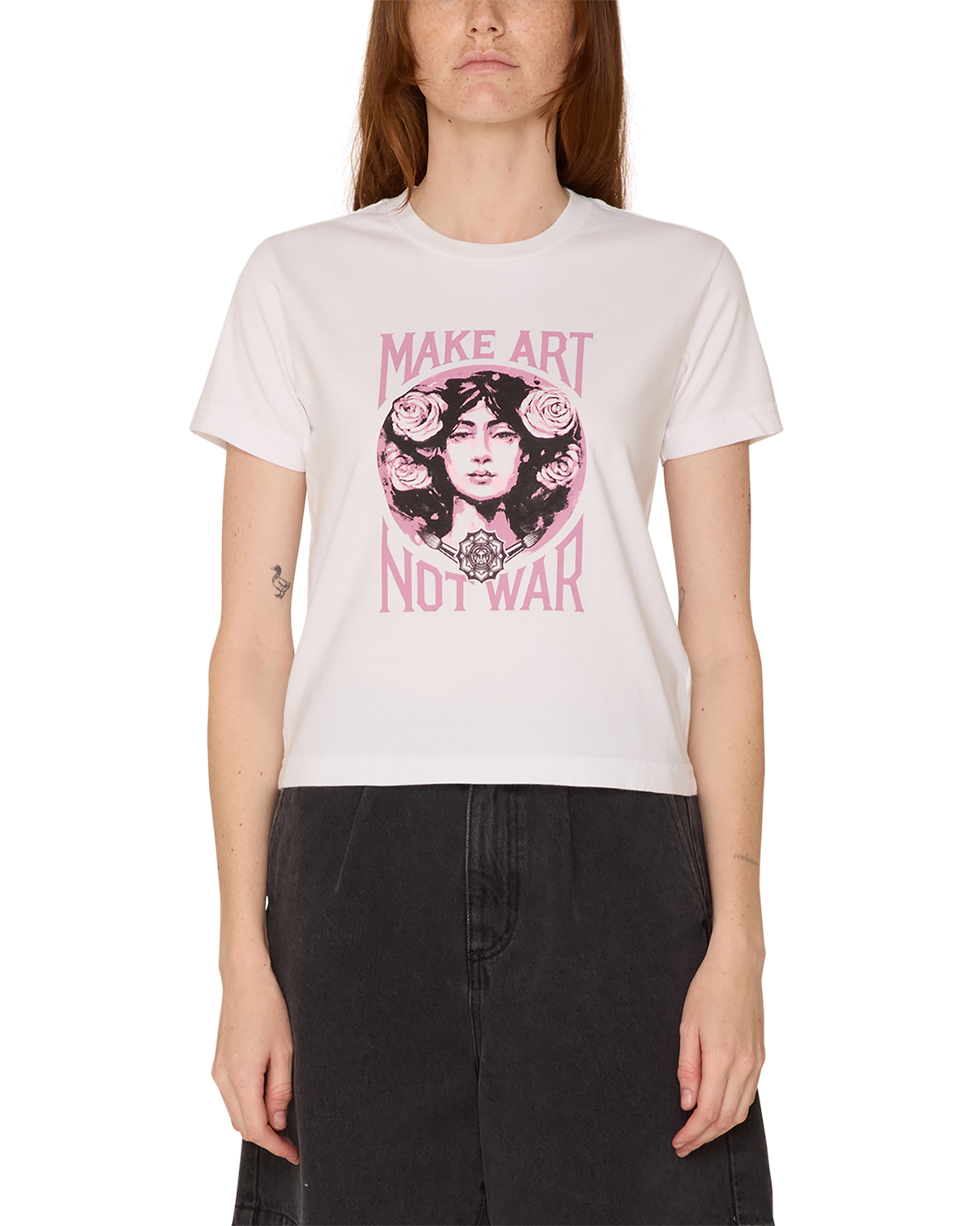 obey make art not war ii kaylin t shirt white