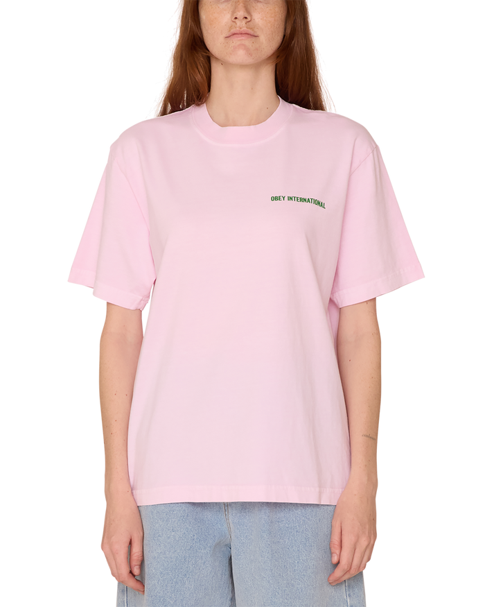 obey international cities maxine pigment t shirt pigment cradle pink