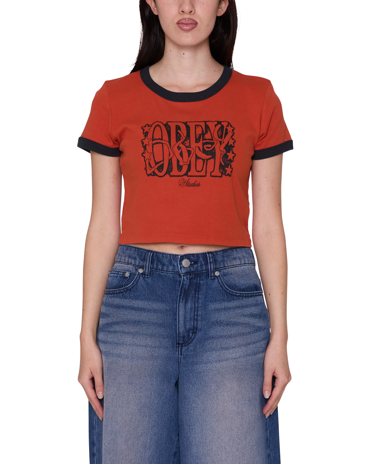 obey-star-stamp-kaci-ringer-t-shirt-red-earth (zoomed)