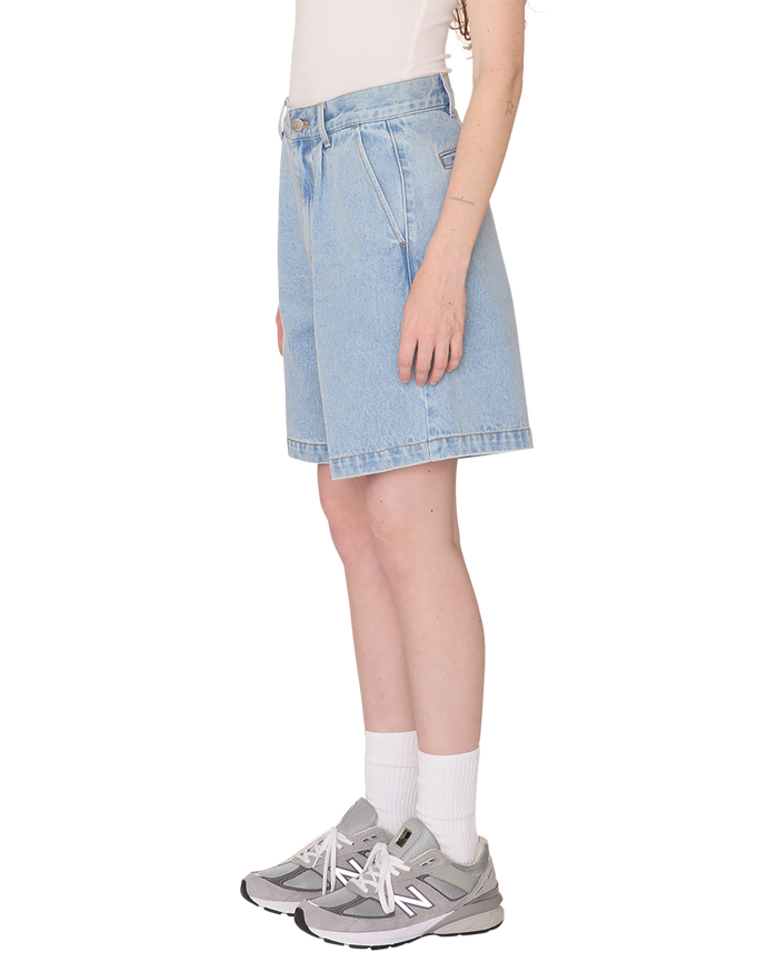 obey eli ii denim pleated short cirrus