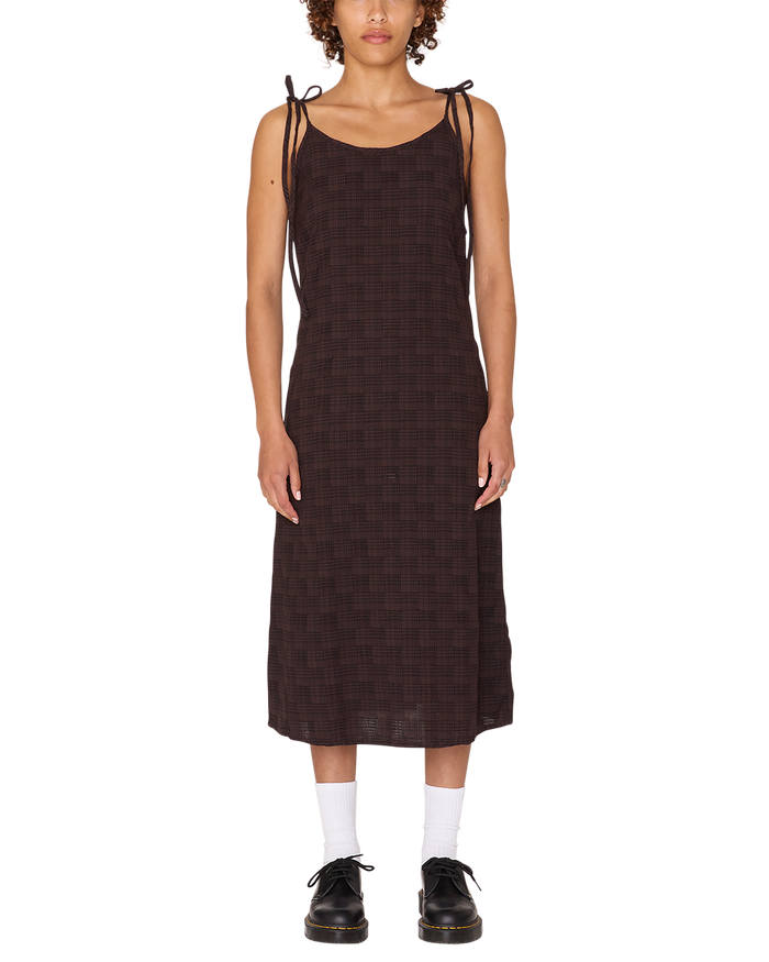 obey vivian plaid dress java brown multi