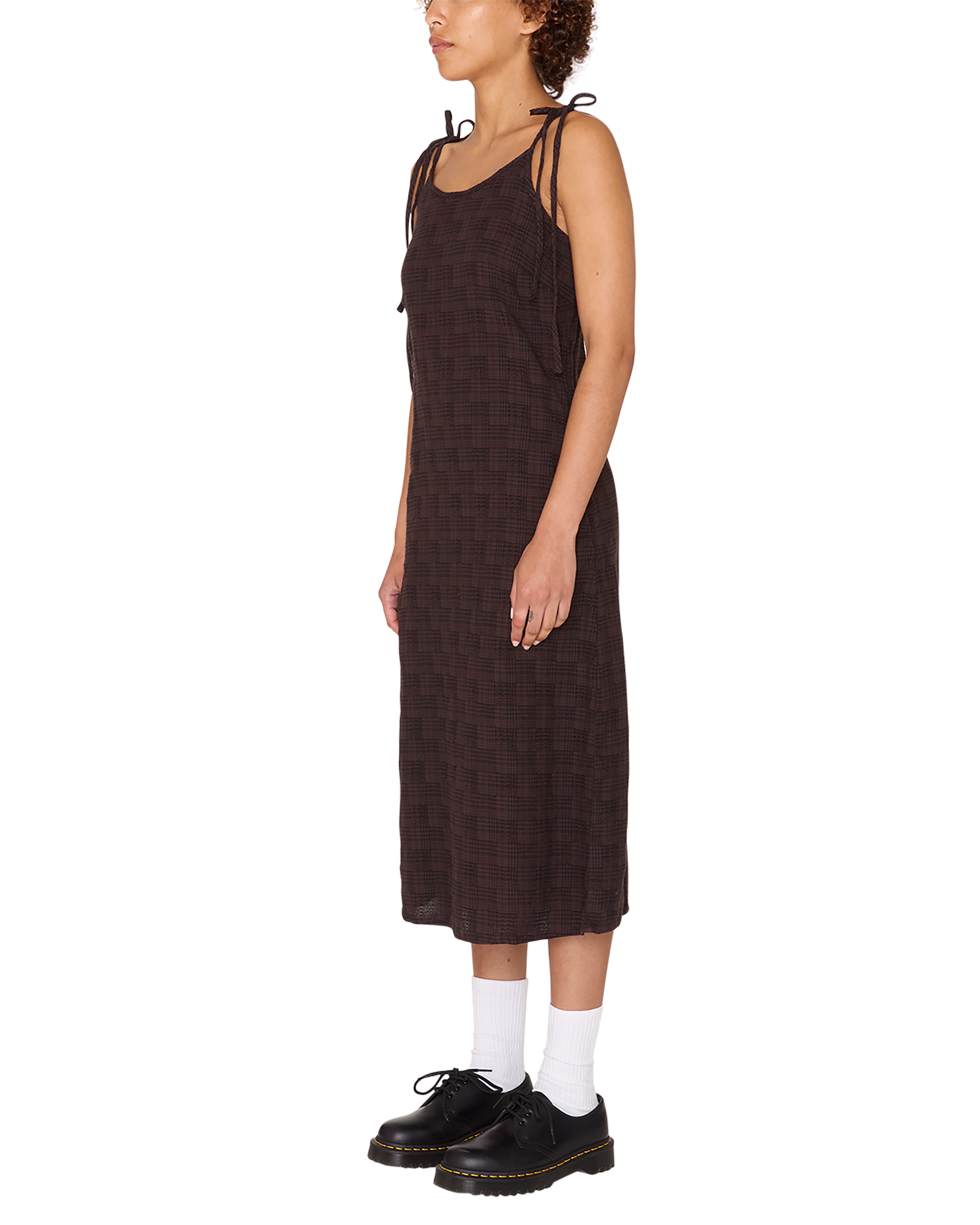 obey vivian plaid dress java brown multi