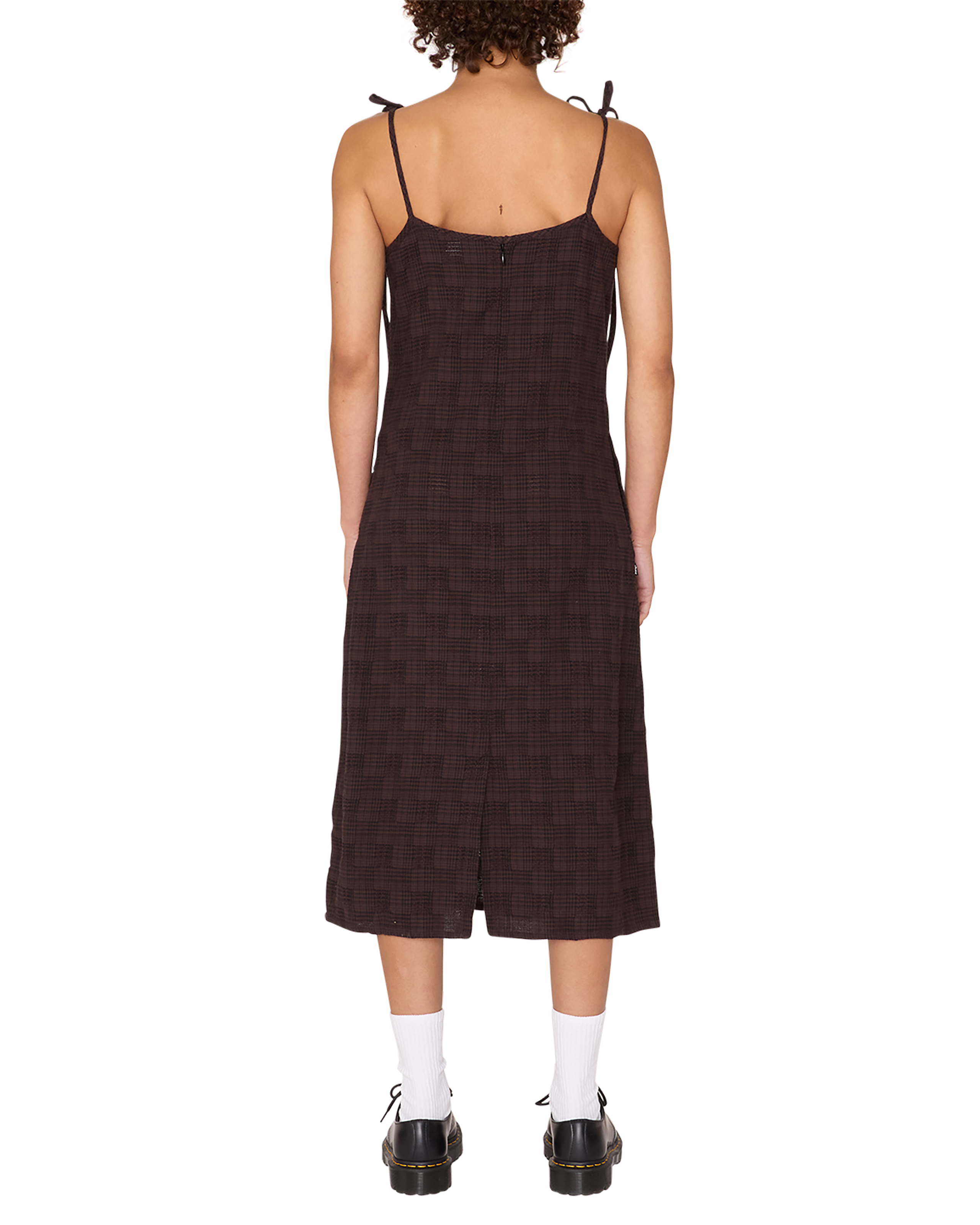 obey vivian plaid dress java brown multi