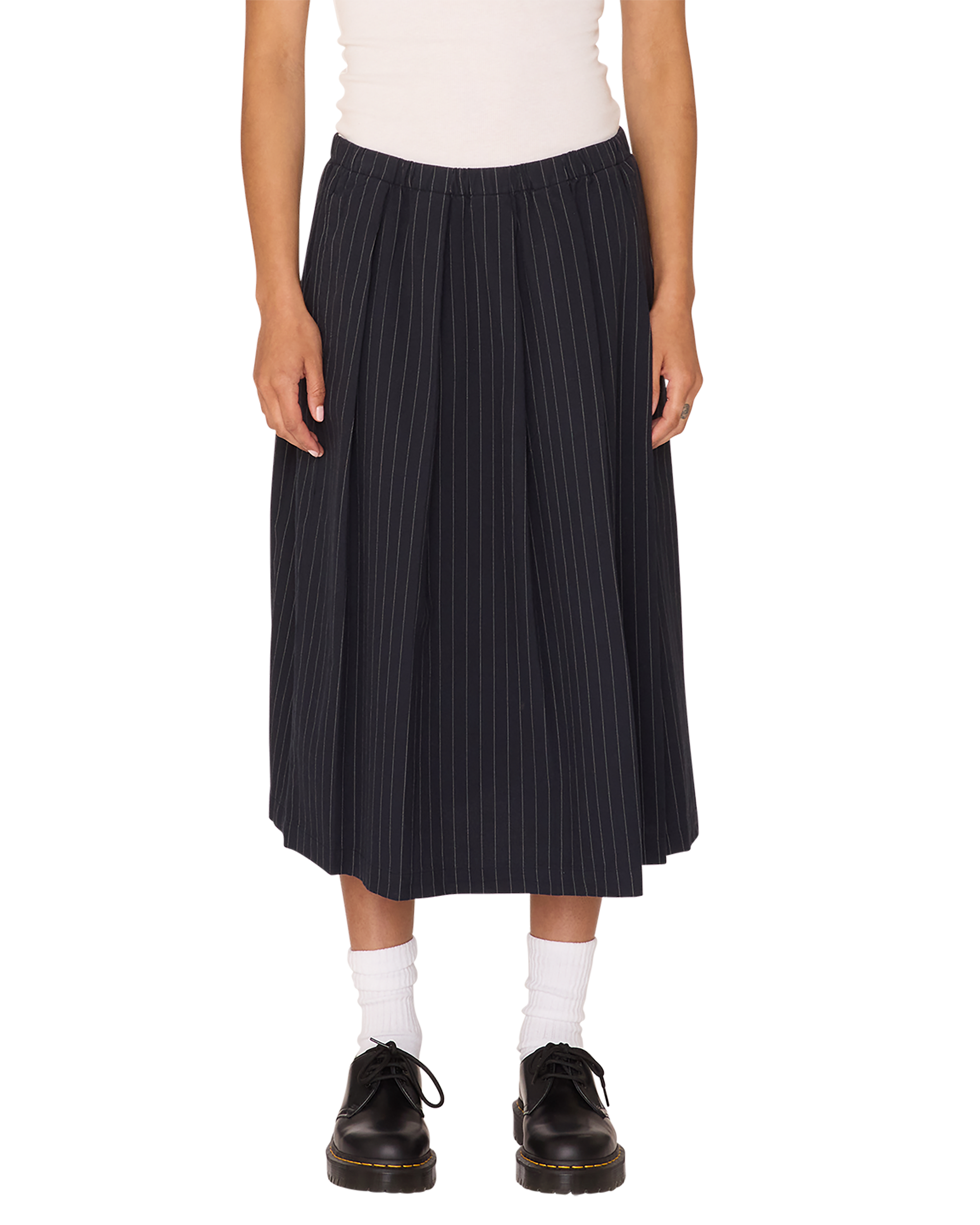 obey madeline pleated skirt dark navy multi