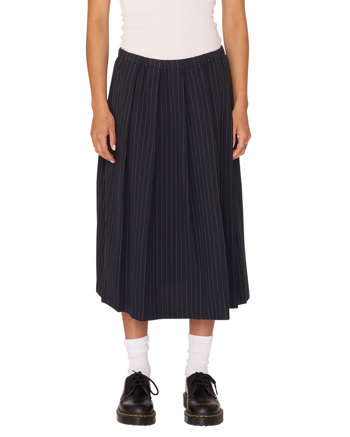 obey madeline pleated skirt dark navy multi