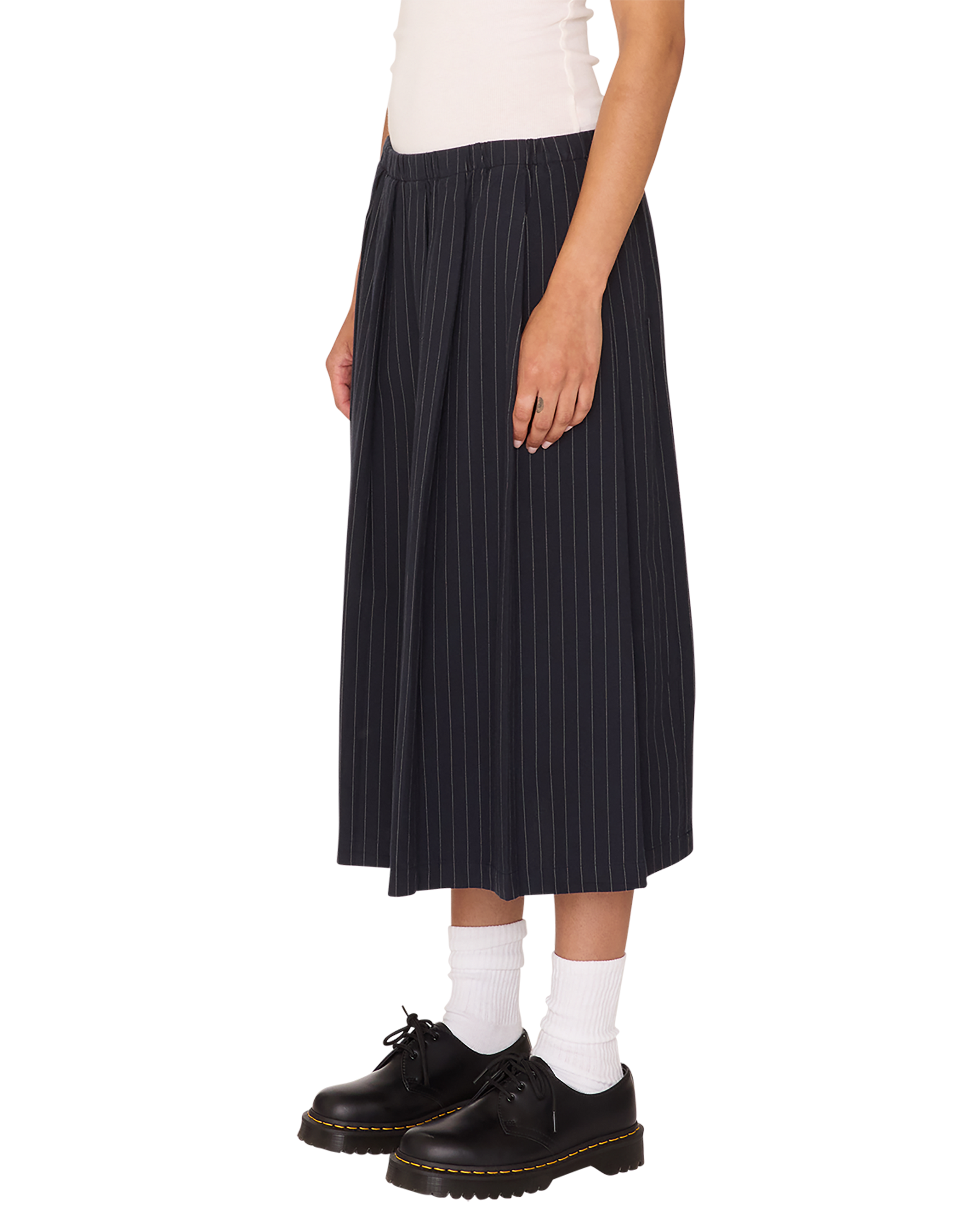 obey madeline pleated skirt dark navy multi