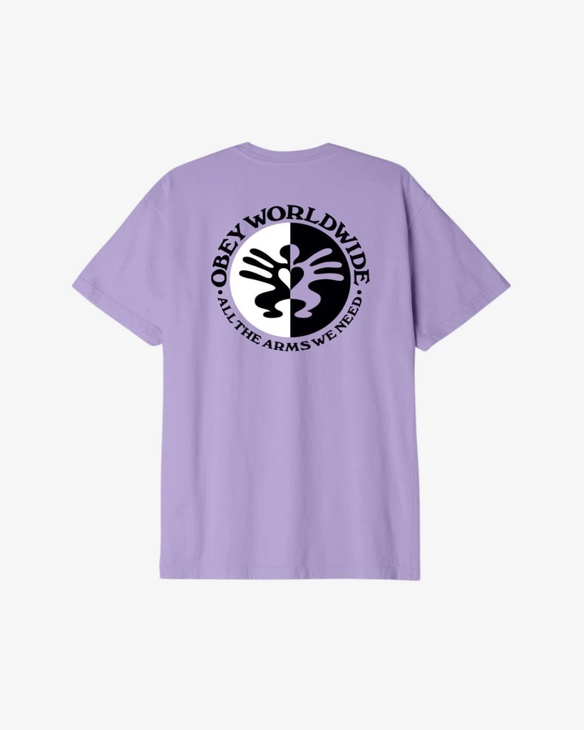 ALL THE ARMS WE NEED ORGANIC T-SHIRT DIGITAL LAVENDER | OBEY Clothing