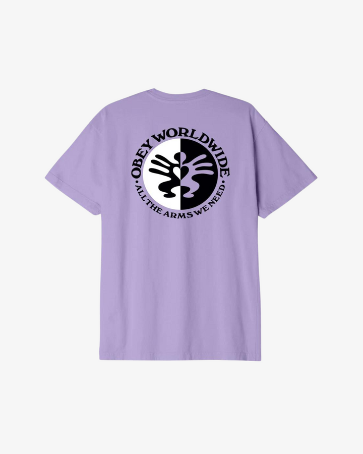 ALL THE ARMS WE NEED ORGANIC T-SHIRT DIGITAL LAVENDER