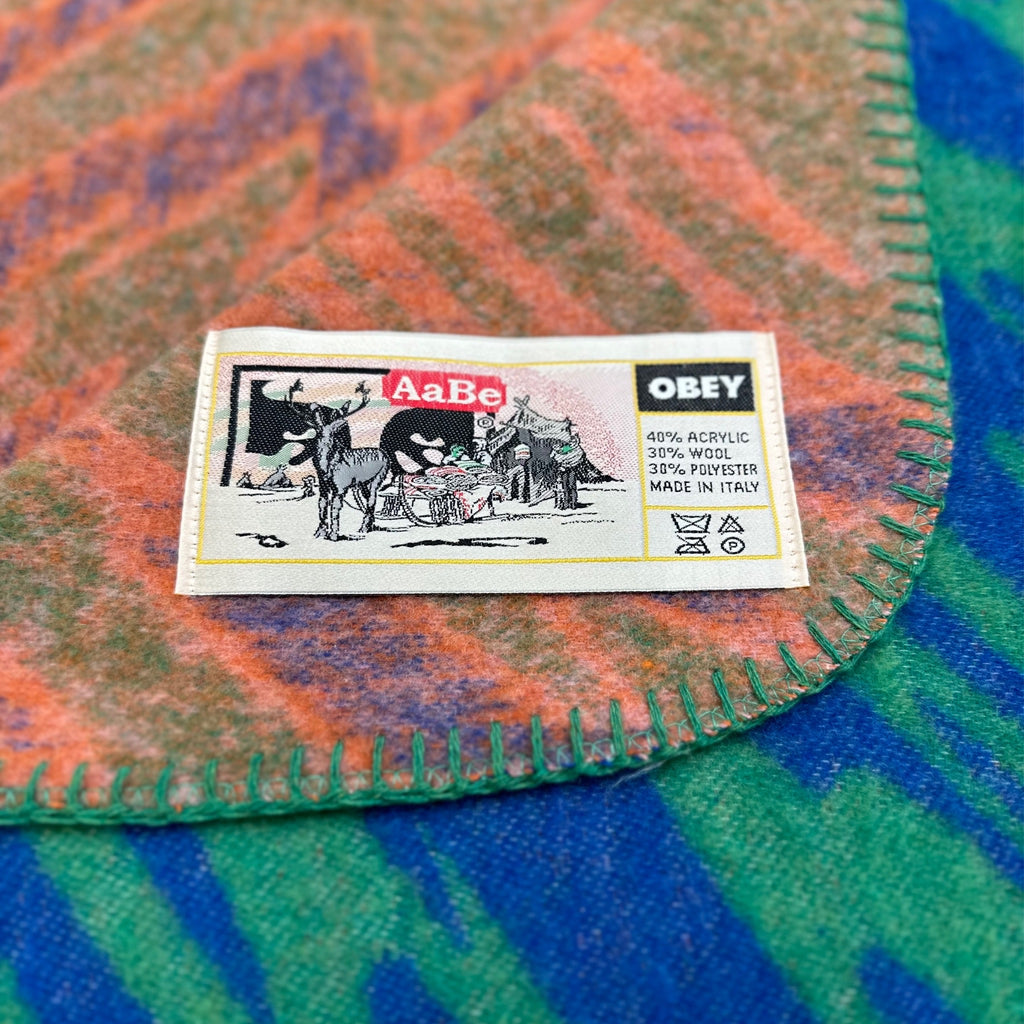 AaBe X DOWN THE RABBIT HOLE BLANKET Blue Multi | OBEY Clothing
