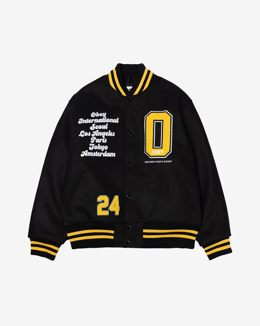 WORLDWIDE LOS ANGELES VARSITY JACKET BLACK / YELLOW