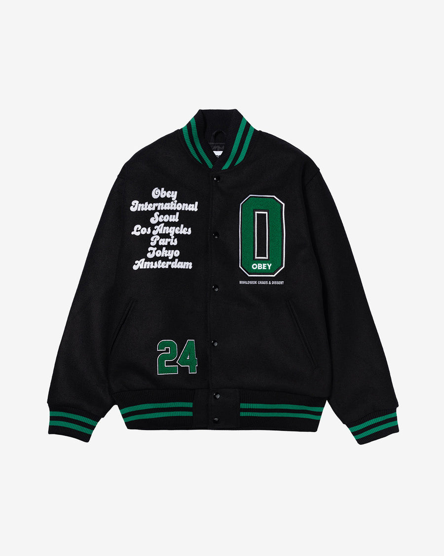 WORLDWIDE AMSTERDAM VARSITY JACKET BLACK / GREEN