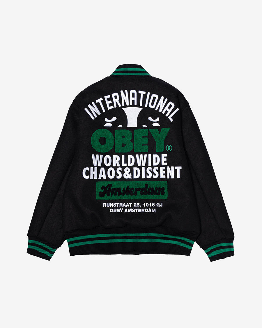 WORLDWIDE AMSTERDAM VARSITY JACKET BLACK / GREEN