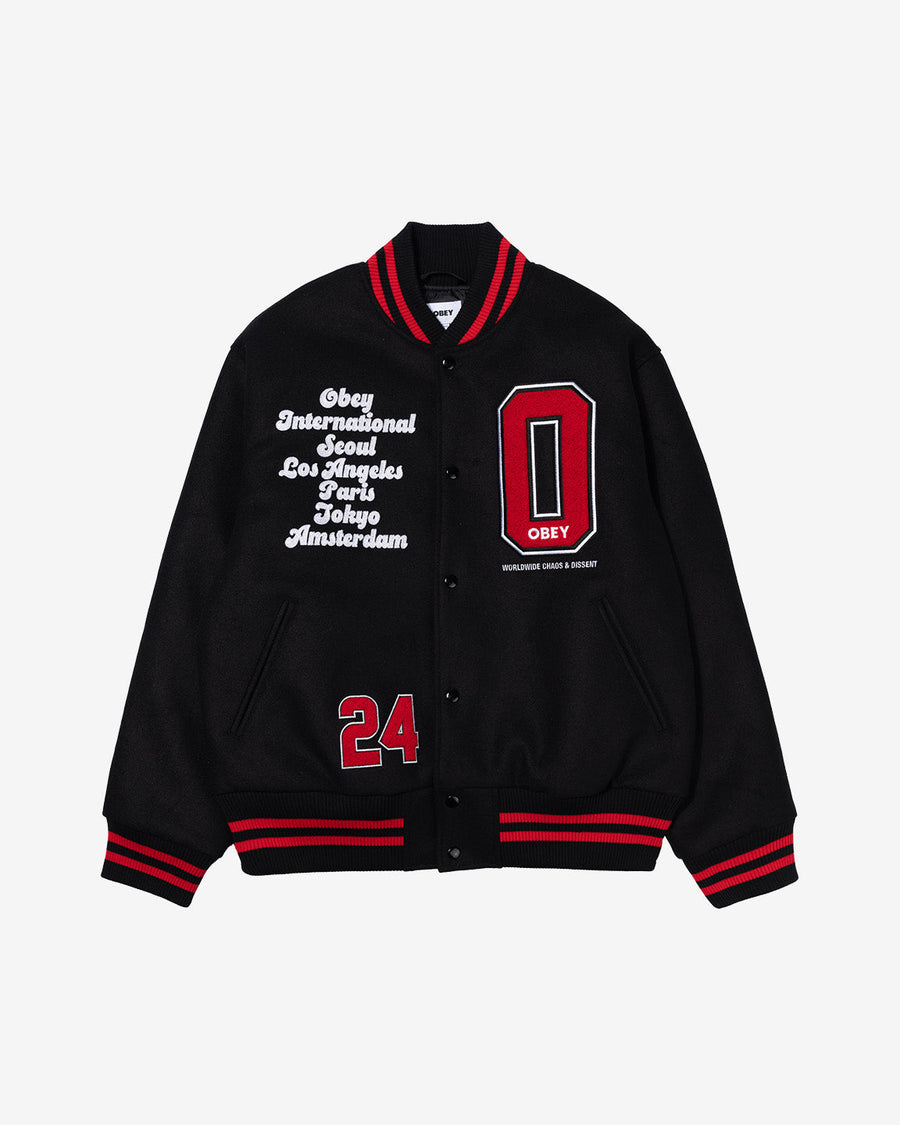 WORLDWIDE TOKYO VARSITY JACKET BLACK / RED