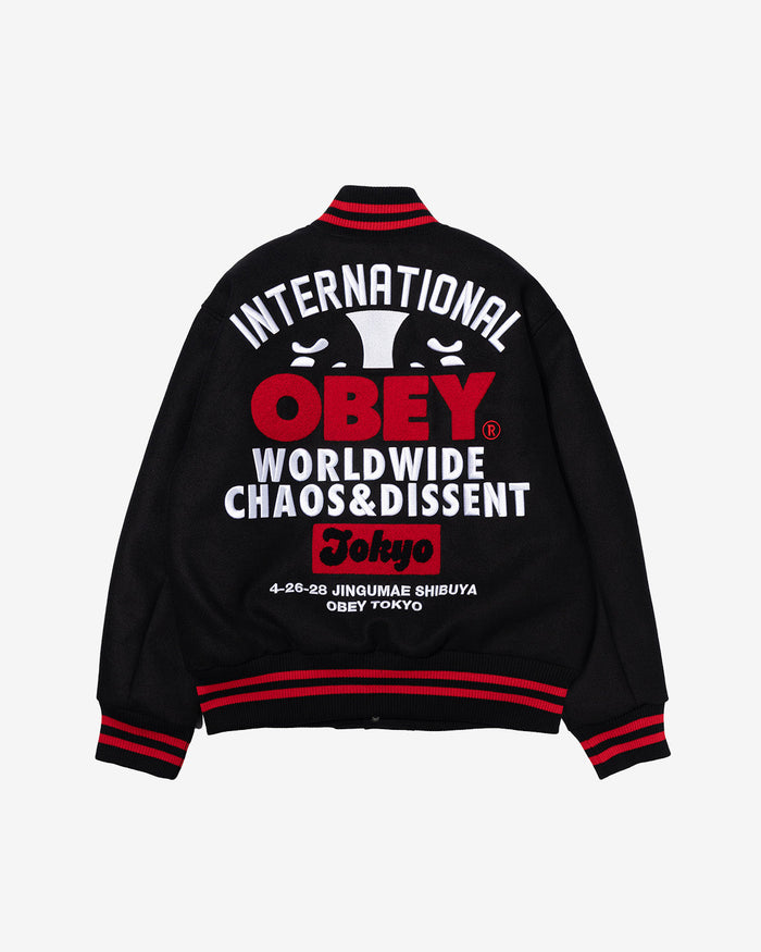 WORLDWIDE TOKYO VARSITY JACKET BLACK / RED