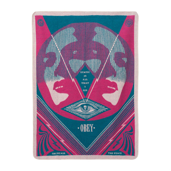 AaBe X OBEY I SEE STATIC BLANKET PINK MULTI
