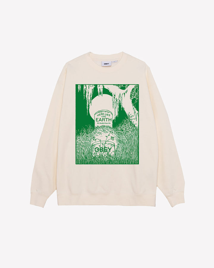 HERE LIES THE EARTH HEAVYWEIGHT CREWNECK UNBLEACHED
