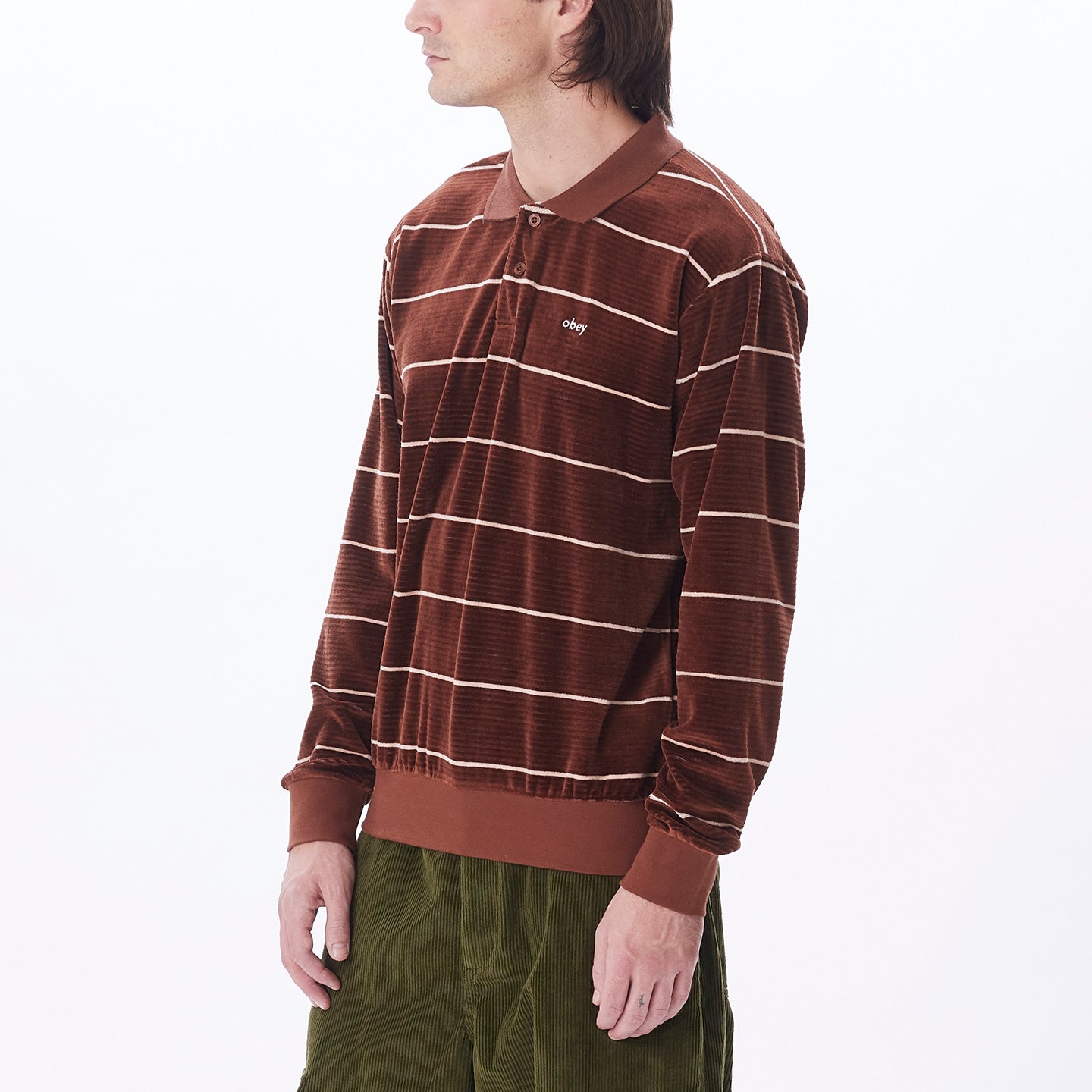 ASTORIA VELOUR STRIPE LS POLO