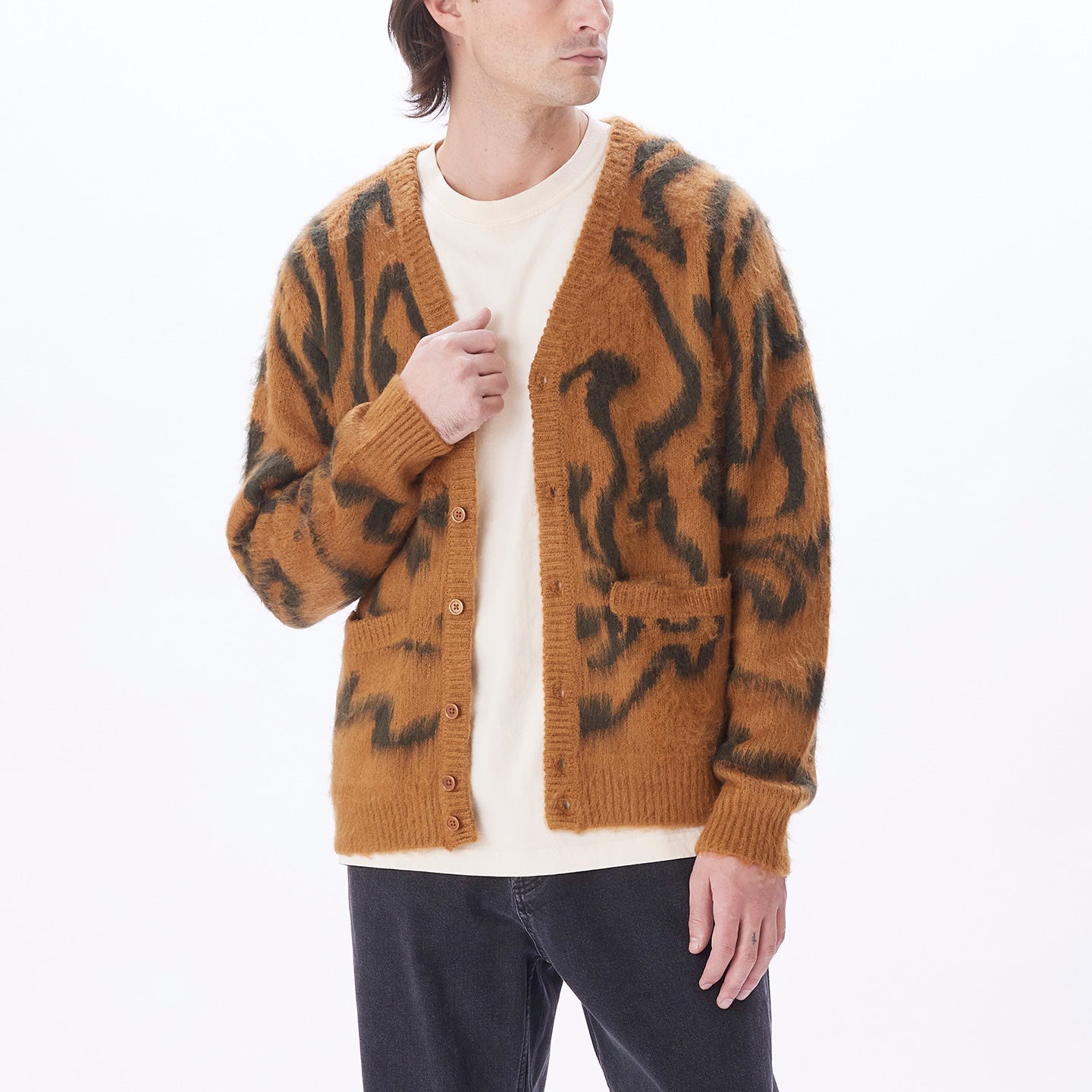 ランキング第1位 OBEY オベイ/ PALLY CARDIGAN (BLACK MULTI