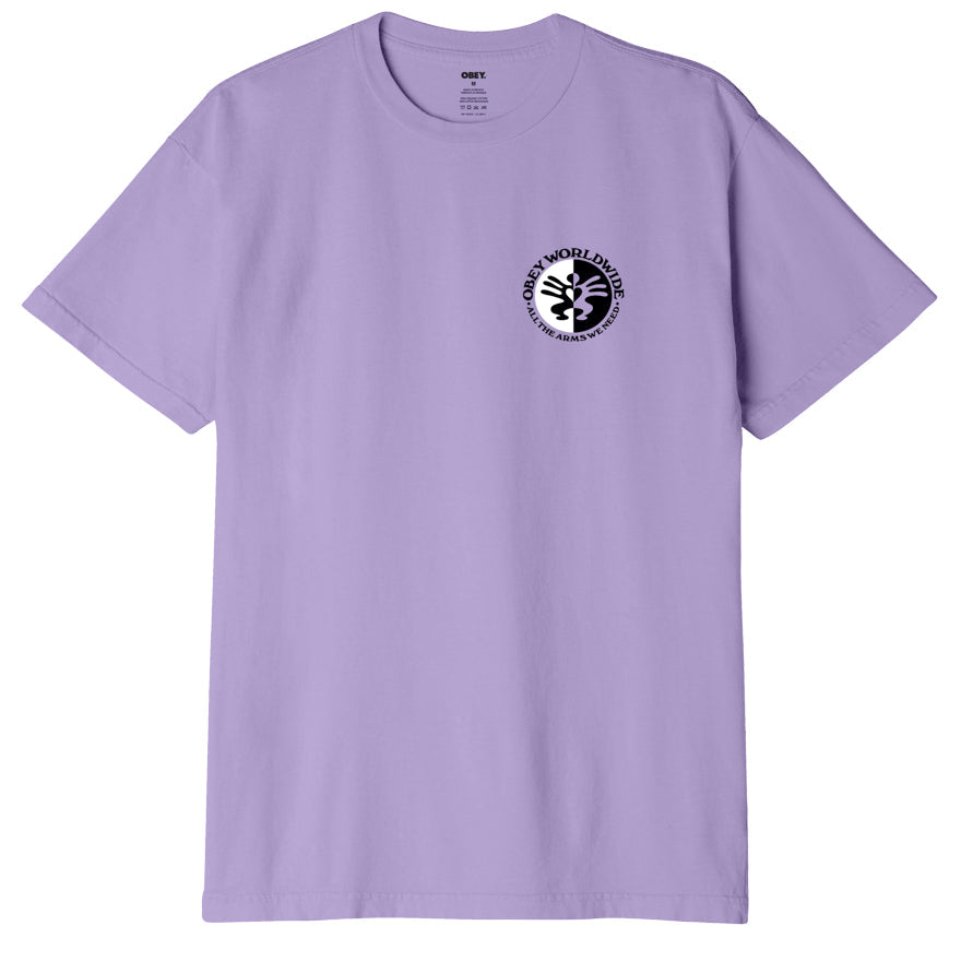 ALL THE ARMS WE NEED ORGANIC T-SHIRT DIGITAL LAVENDER | OBEY Clothing