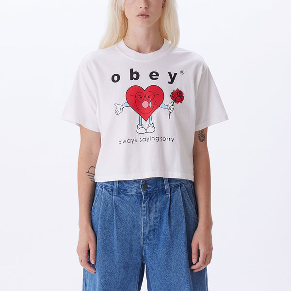 ALWAYS SAYING SORRY WEEKEND CROP T-SHIRT | OBEY Clothing